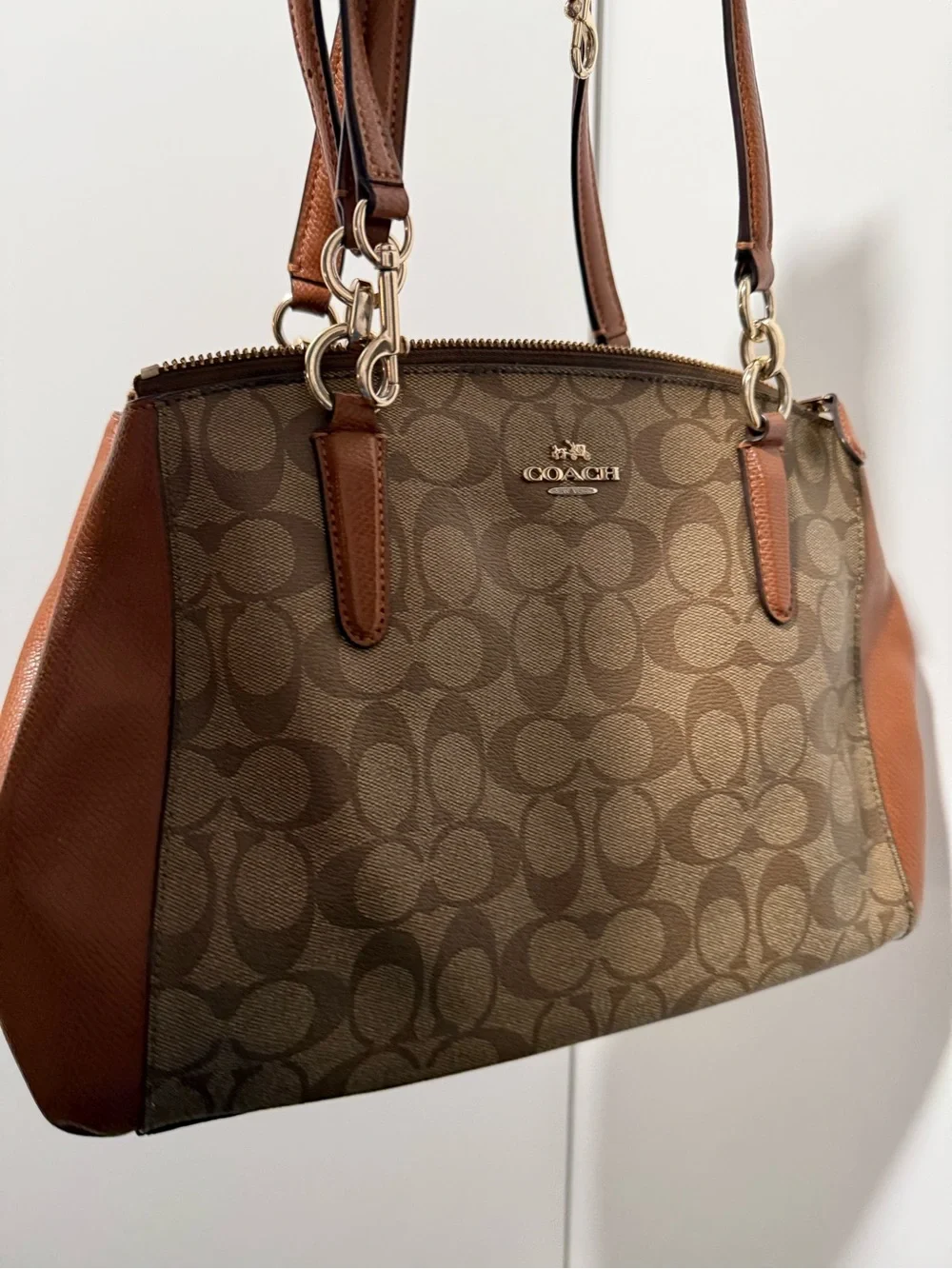 Coach Signature Canvas Satchel in Brown and Tan